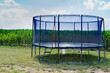 © Fleuronica - Trampoline sits in a field near rows of tall corn plants under a clear sky in rural area during daytime