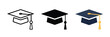 © MKIN - Graduation cap icons. University, college graduation hat, education symbol. Minimal vector and PNG with transparent background