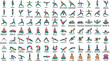 © Meesam - Collection of yoga poses and asanas with exercise meditation flexibility strength wellness mindfulness silhouette healthy lifestyle movement activity stretching