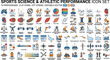 © Meesam - Icon set for sports science and athletic performance analysis with heart rate flat design human body analysis statistics physiology strength endurance training exercise