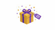 © Topa - A vibrant illustration of a gift box with a purple bow and FREE GIFT tag surrounded by colorful sparks.