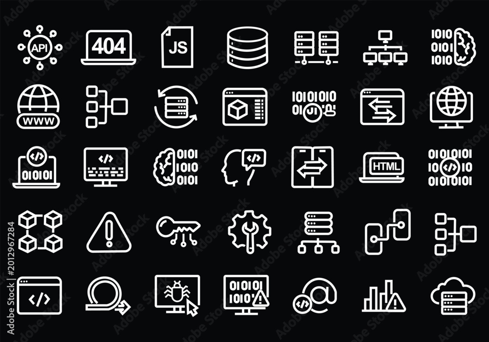 Programming and Coding web icons in line style. Software, development ...