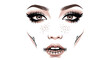 © Mim - Dramatic portrait of a woman's face with intense eye makeup freckles and stitched lips for a halloween or gothic inspired look.