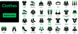 © Haowanur - Solid vector of Clothes icon set. Clothes solid icon set. Fashion icon set. Containing tailor, accessories, dress, sewing, fabric, clothes, shoes and beauty icons. Solid icons vector collection.