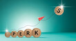 © Tanbir - Conceptual visualization of business perks and employee benefits driving financial growth, with a paper airplane moving along an upward trend towards a shining dollar sign coin