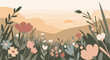 © scoopydsgn - Beautiful wildflower meadow landscape with soft pastel colors.
