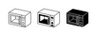 © Sifat - Microwave Oven Icons Set: Line Art, Filled, and Silhouette Vector Graphics for Kitchen and Food Concepts