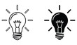 © Aniqa Ghafar - Light Bulb Outline and Silhouette Glowing Vector Icons Isolated on White Background Symbolizing Idea and Innovation