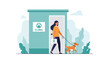 © saim - Woman exits the veterinary clinic today.