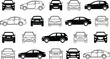 © Utpal - Large collection of car icons in front side and back view black silhouette and line art style for automotive design