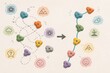 © Leo Rohmann - Conceptual transformation from chaotic path to organized process with colorful pebbles and arrows