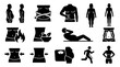 © Mediasegment - Belly Fat and Weight Loss Silhouette Icon Set – Fitness Transformation and Healthy Lifestyle