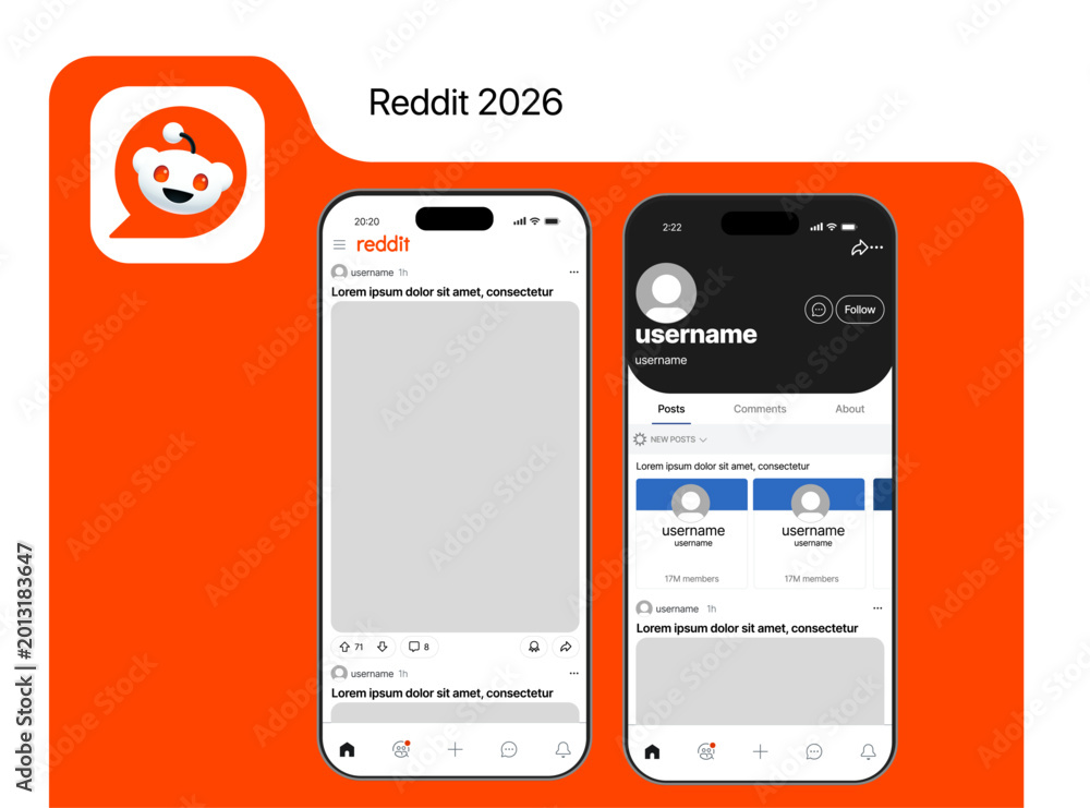 Reddit Thread Message Design Reddit post mockup template set. Isolated Reddit app editable card ...