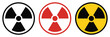 © MASUD MOMENA - Radiation warning trefoil symbols, nuclear hazard radioactive danger and industrial safety signs clean vector illustration icons.