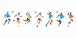 © MituRani - Soccer players in action horizontal vector illustration with white background