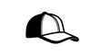 © Keltouj - Minimal black silhouette icon, simple flat vector, bold black shape, no, no shading black and white baseball cap icon on a, flat icon style