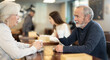 © JackF - Mature couple communicate and chatting during date in cafe, have rendezvous, lovers tryst. Participants of meeting get to know each other, joke and communicate during meeting