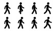 © MR - Stick Figure Walking Animation Sequence, Human Motion Cycles, Simple Silhouette Figures