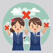 © Nisa - Children in school uniforms holding red crosses
