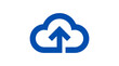 © Bening - A bold blue cloud icon featuring an upward pointing arrow representing digital data storage and internet server upload technology concepts