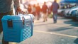 © studioMayu - Blue Cooler Box on a Crowded Street / 混雑した路上に置かれた青いクーラーボックス