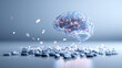 © BestFootageFirst - Human Brain Floating Above Pills Representing Medical Innovation Concept