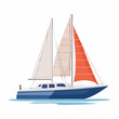 © RAHMAT - Sailing Yacht with Orange and White Sails on Water