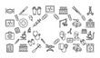 © Md - Surgeon and healthcare outline icons set editable stroke surgical medical vector symbols for editorial design