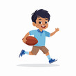 © apriliansyahgamamddy - Cartoon Boy Running with Rugby Ball