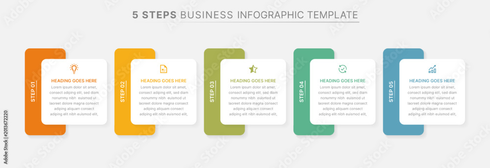 5 Steps Modern Business Infographic Template with Icons and Sequential ...