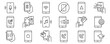 © bouver - Minimalist Smartphone outline icons set with editable stroke. featuring icons of various Smartphone function and notifications. thin linear illustration.