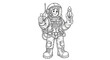 © Visualcraft Studio - Astronaut with Rocket and Thumbs Up, Vector Line Art
