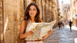 © DAndreev - Young Tourist Woman Reading Map On Historic City Street