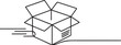 © Hossen - Cardboard box continuous one line drawing. Online shopping, fast delivery concept in simple linear style.one line Art icon drawing vector