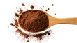 © Aoife - Isolated cocoa powder in a wooden spoon, brown chocolate ingredient for baking and cooking.