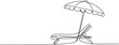 © Hossen - Continuous one line drawing of beach sunbed design. Beach umbrella and chair for holiday and vacation concept.one line Art icon drawing vector