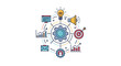 © Asbut - Concept of business process management and digital marketing strategy with flat icons.