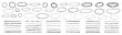© A_Y_N - Black pen strokes forming round circle underline shapes with hand drawn doodle arrow elements. Rough doodles encircle important notes with strike accents. Vector kit for highlight text.