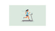 © Yuda Satria Perdana - AI-Generated flat illustration of a person running on a treadmill in a minimalist style, representing fitness, healthy lifestyle, cardio exercise, wellness, energy, and daily workout.