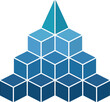 © Ritika - Cubes stacked in a pyramid illustrate systematic logical growth progression.
