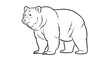 © Ayba  - A black and white line drawing illustration of a standing bear looking to the left on a plain background