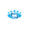 © oeisdesign - Blue eye with arrow logo symbol.