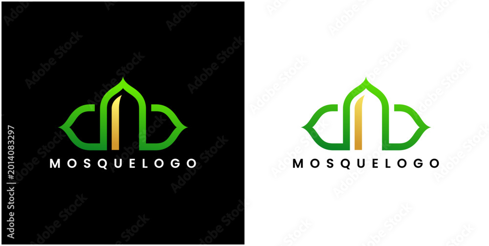 Mosque Letering Green abstract design shaped like a mosque. Bold lettering beneath the ...