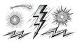 © MintPixel Lab - Lightning bolts and cosmic starburst collection featuring retro hand drawn weather elements.