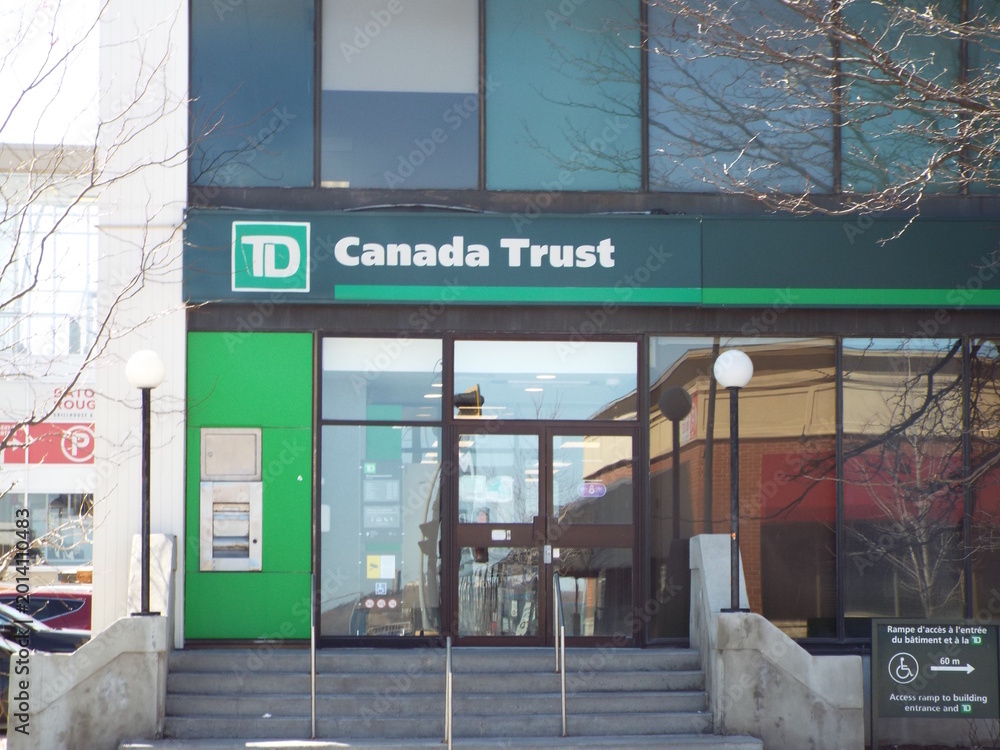 Gatineau, Quebec, Canada – April 17, 2026: The entrance to a "TD Canada