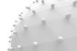 © VERSUSstudio - White spherical network globe with nodes and connecting lines for technology background and data visualization for digital interface design.3d render
