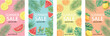 © Jesika! - Summer sale flyer collection with tropical fruits palm leaves and colorful seasonal promotional poster templates