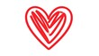 © stok - Red heart symbol hand drawn with crayon, simple love icon, doodle illustration for valentines day, romantic concepts