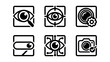 © Hasan Stoke - Set of six icons representing different aspects of vision and technology with magnifying glass