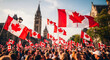 © Jaubyda - A vibrant canada day celebration unfolds in ottawa showcasing a sea of canadian flags and a joyful crowd gathered in front of parliament hill